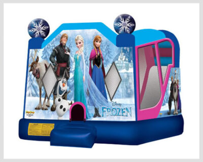 Frozen Combo Bounce House Rental with Princess Elsa – Features Jump Area, Climbing Wall, Slide, and Basketball Hoop