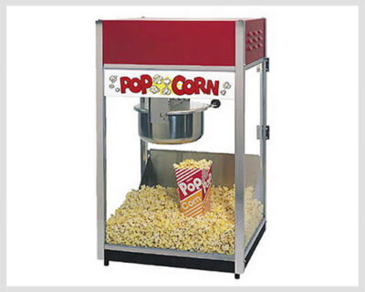 Classic popcorn machine rental with a built-in kettle, perfect for making fresh, hot popcorn at parties and events.